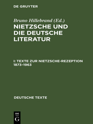 cover image of Texte zur Nietzsche-Rezeption 1873–1963